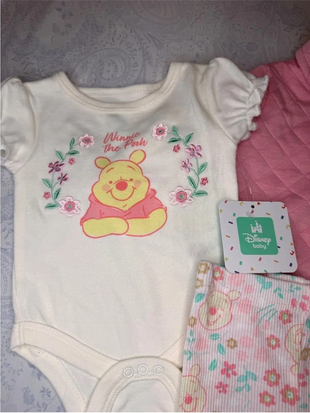 Disney Baby Winnie the Pooh 3 Piece Infant Pant, Bodysuit & Jacket Set